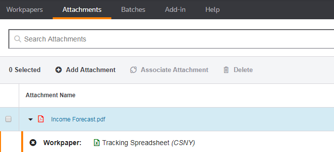 Screen capture showing the final results of adding an attachment.